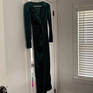 Elegant Green Velvet Dress